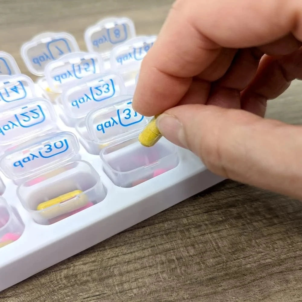 Neuer heißer tragbarer Premium-Pillendosierer für 31 Tage, monatlich, Aufbewahrungsbox, Halter für tägliche Medikamente, Vitamine, Fischöle, Nahrungsergänzungsmittel