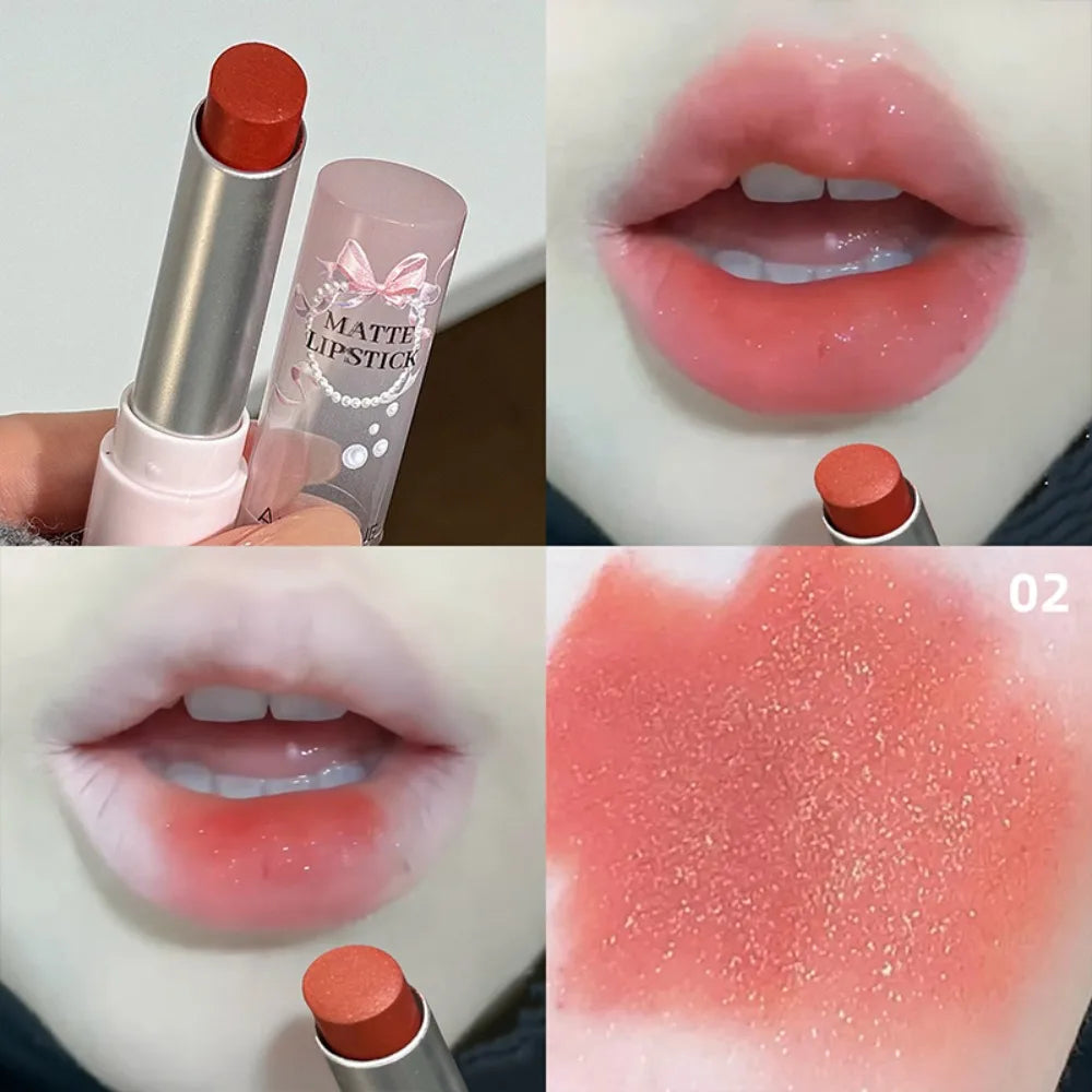 Cement Gray Brown Low Gloss Lipstick Waterproof Sweatproof Not Fade Lip Gloss With Fine Shine Tobacco Pink Lip Stick Makeup