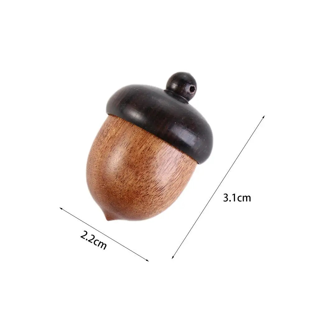 Portable Acorn Shape Outdoor Sandalwood Capsules Organizer Granule Storage Box Travel Pill Case Wooden Pill Box