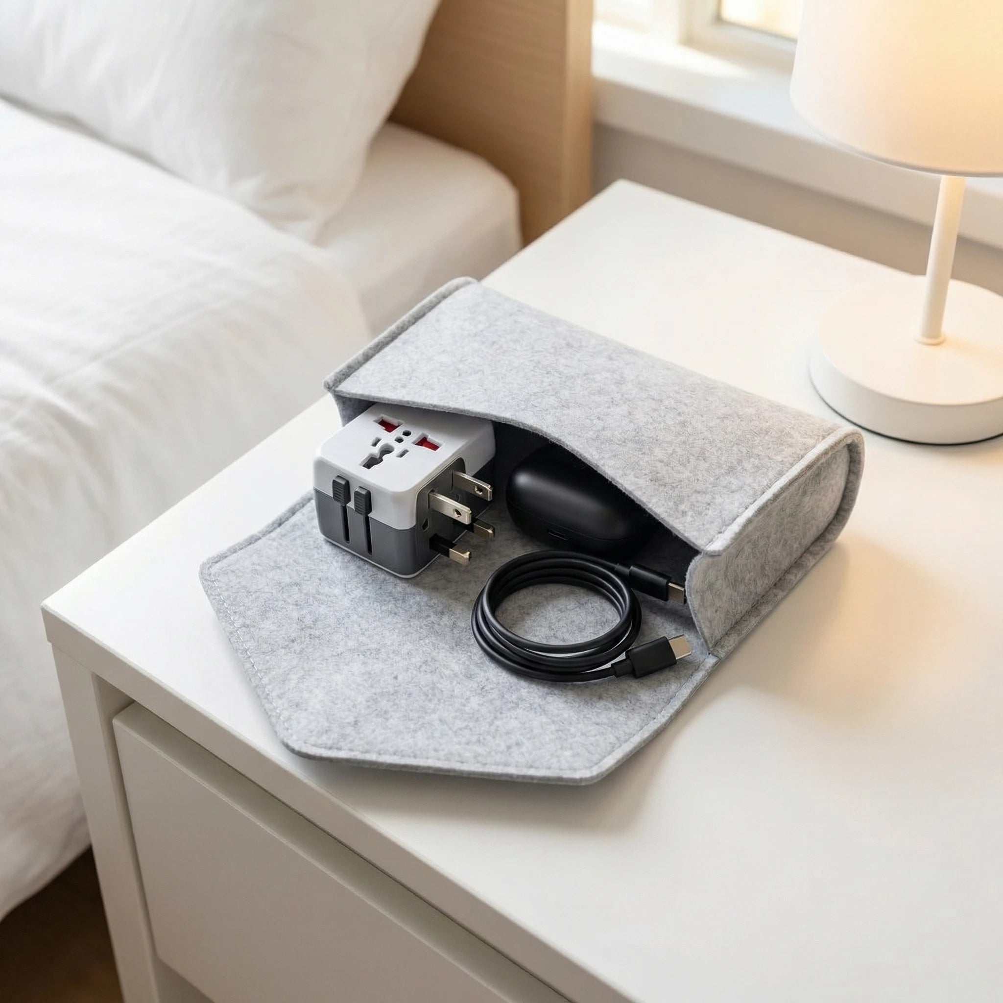 Portable Felt Storage Bag Outdoor Travel Digital Cable Electronics Accessories Organizer Charge Earphone Makeup Storage Pouches
