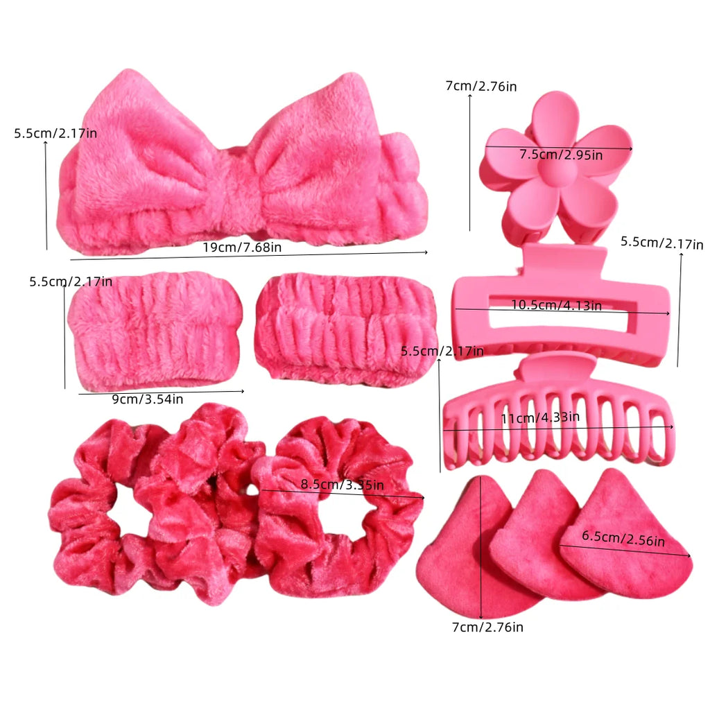 12PCS/SET Ladies multi-color Autumn and winter plush hair accessories set Daily SPA makeup face ultra-practical toiletry set Lad