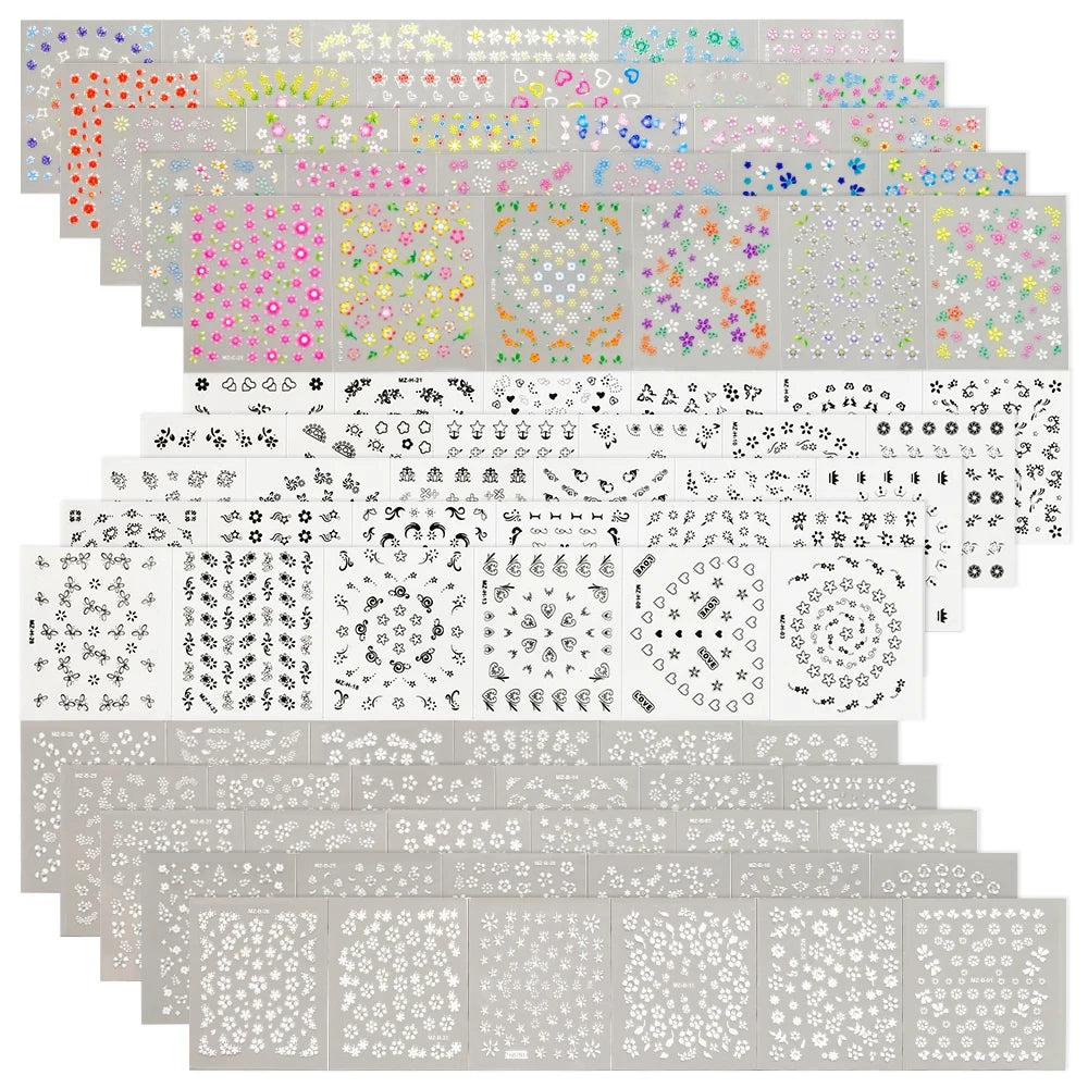 30pcs/Set Colorful Flower Nail Stickers Japanese-Korean Small Fresh Blossom Manicure Applique for Children&Girls Net Red Decals*