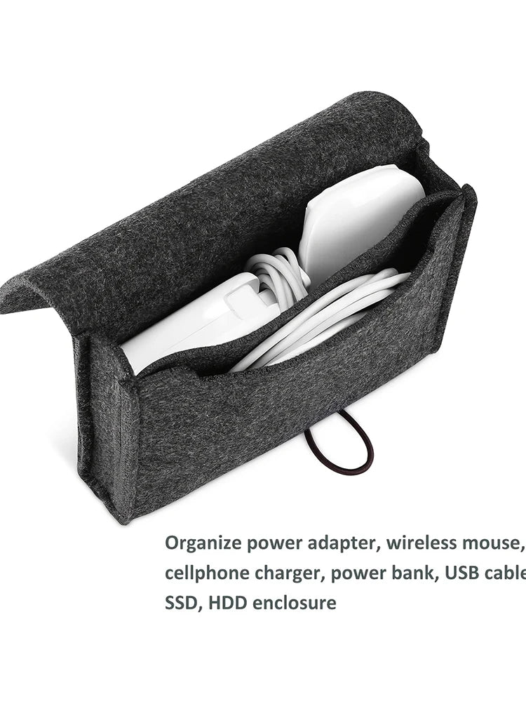 Portable Felt Storage Bag Outdoor Travel Digital Cable Electronics Accessories Organizer Charge Earphone Makeup Storage Pouches
