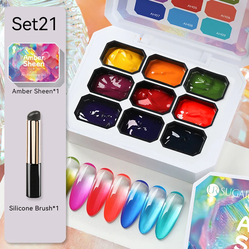 UR SUGAR 2Pcs 9-colors New Popular Color Patting Gel Gradient Color Semi Permanent Painting UV&LED Gel Nail Art Creation Varnish