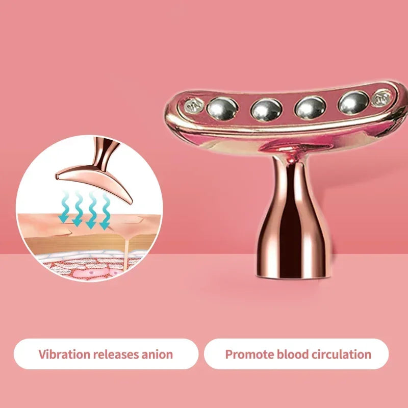 24KGlod Electric Face Massager 3D Roller 2 in 1 Face Pulse T Massager Kit Arm Eye Nose Massager Skin Care Tools