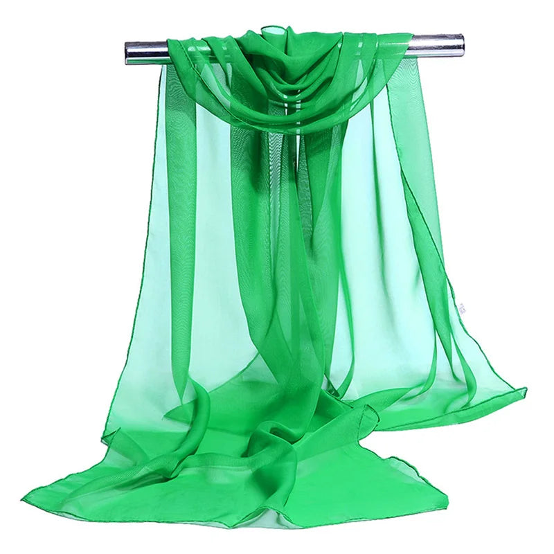Koreanische Frauen Hochzeit Abendparty Kleid Schal Einfarbig Transparent Chiffon Seidenschal Sommer Strandtuch Sonnenschutz Schal R22