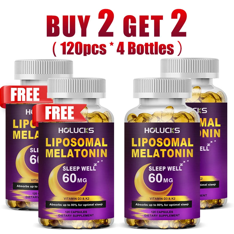 1 kaufen, 1 gratis! Liposomales Melatonin-Ergänzungsmittel, zur Linderung von Schlaflosigkeit und zur Erholung von Jetlag, für schnelles Einschlafen und erholsame Nächte