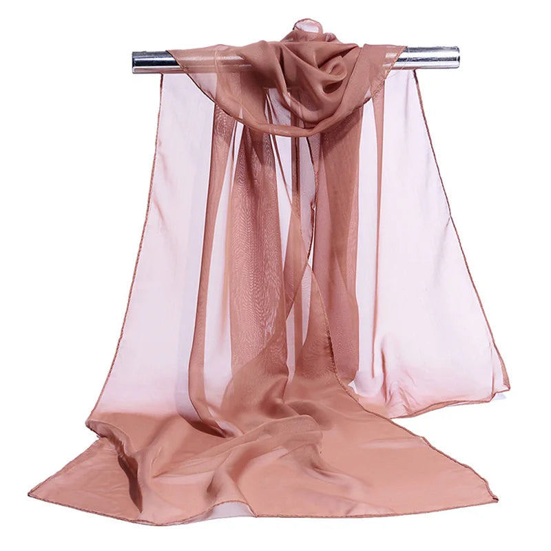 Koreanische Frauen Hochzeit Abendparty Kleid Schal Einfarbig Transparent Chiffon Seidenschal Sommer Strandtuch Sonnenschutz Schal R22