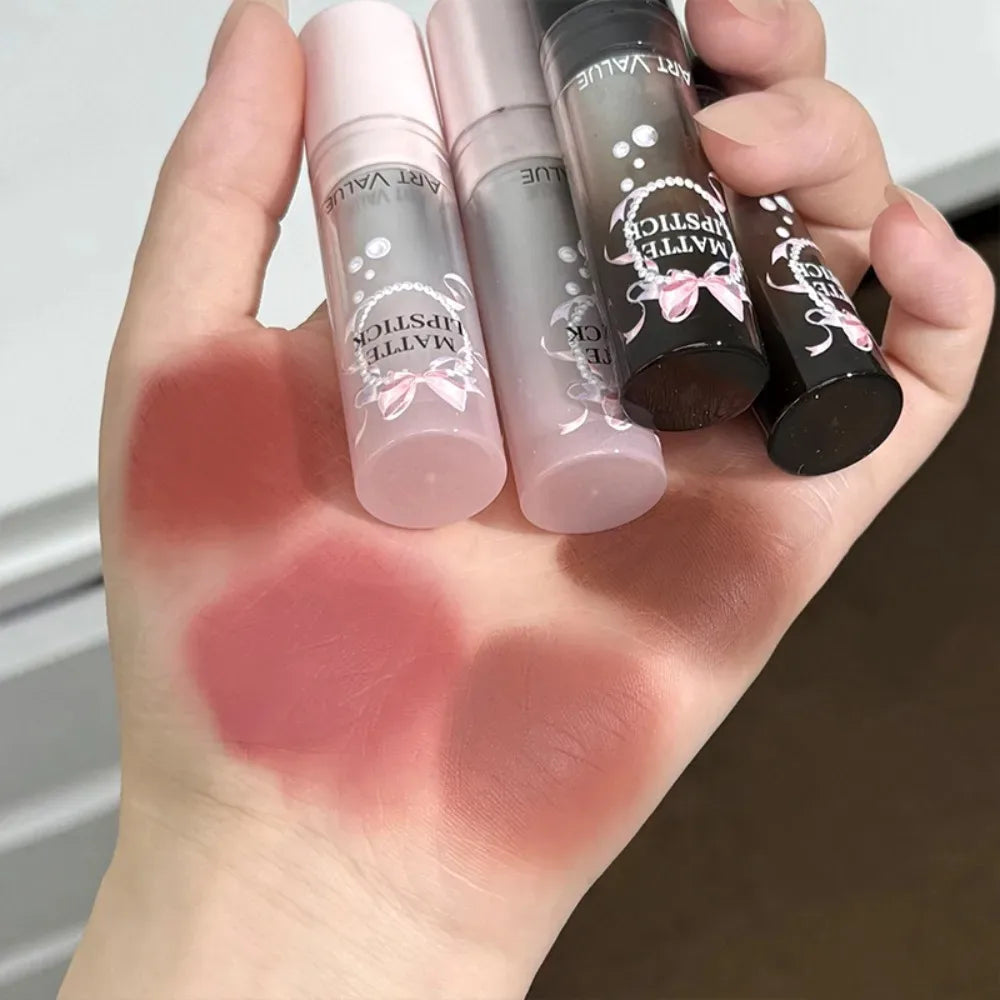 Cement Gray Brown Low Gloss Lipstick Waterproof Sweatproof Not Fade Lip Gloss With Fine Shine Tobacco Pink Lip Stick Makeup