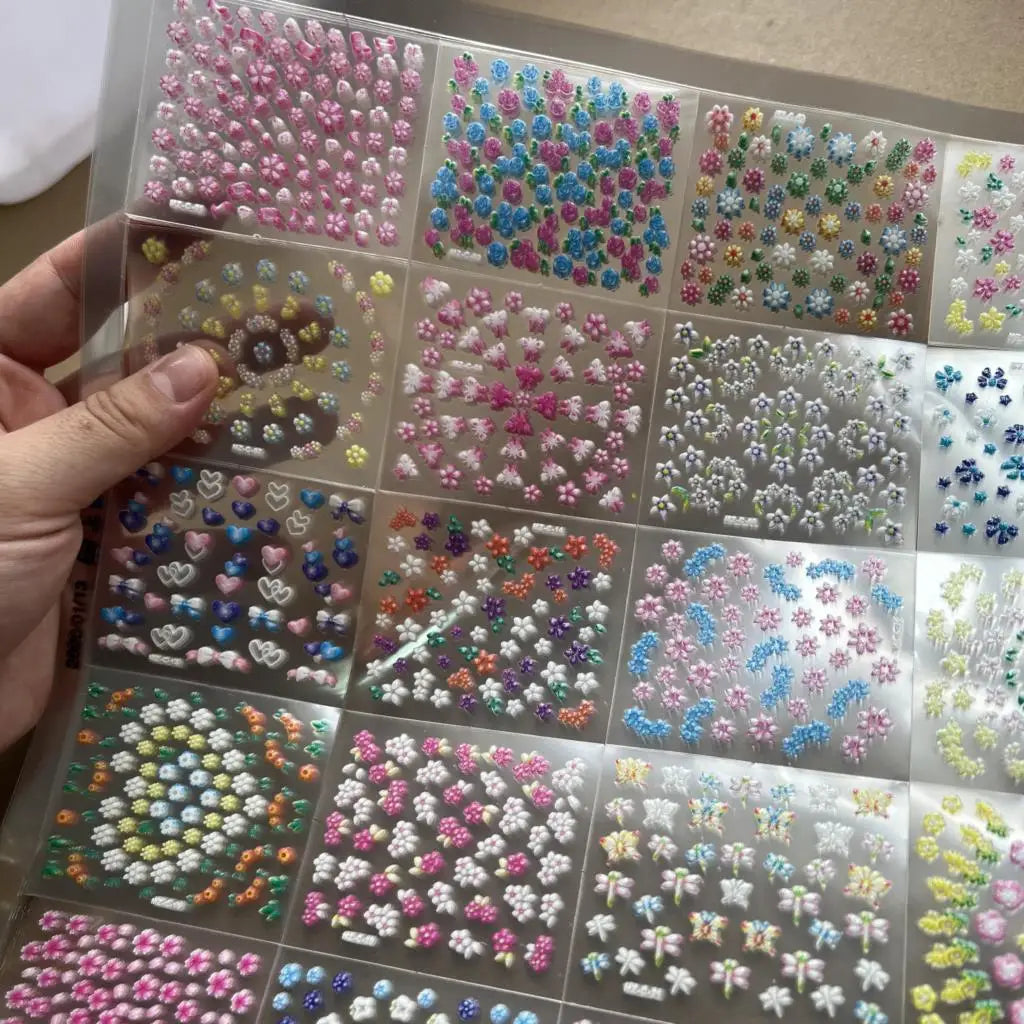 30pcs/Set Colorful Flower Nail Stickers Japanese-Korean Small Fresh Blossom Manicure Applique for Children&Girls Net Red Decals*
