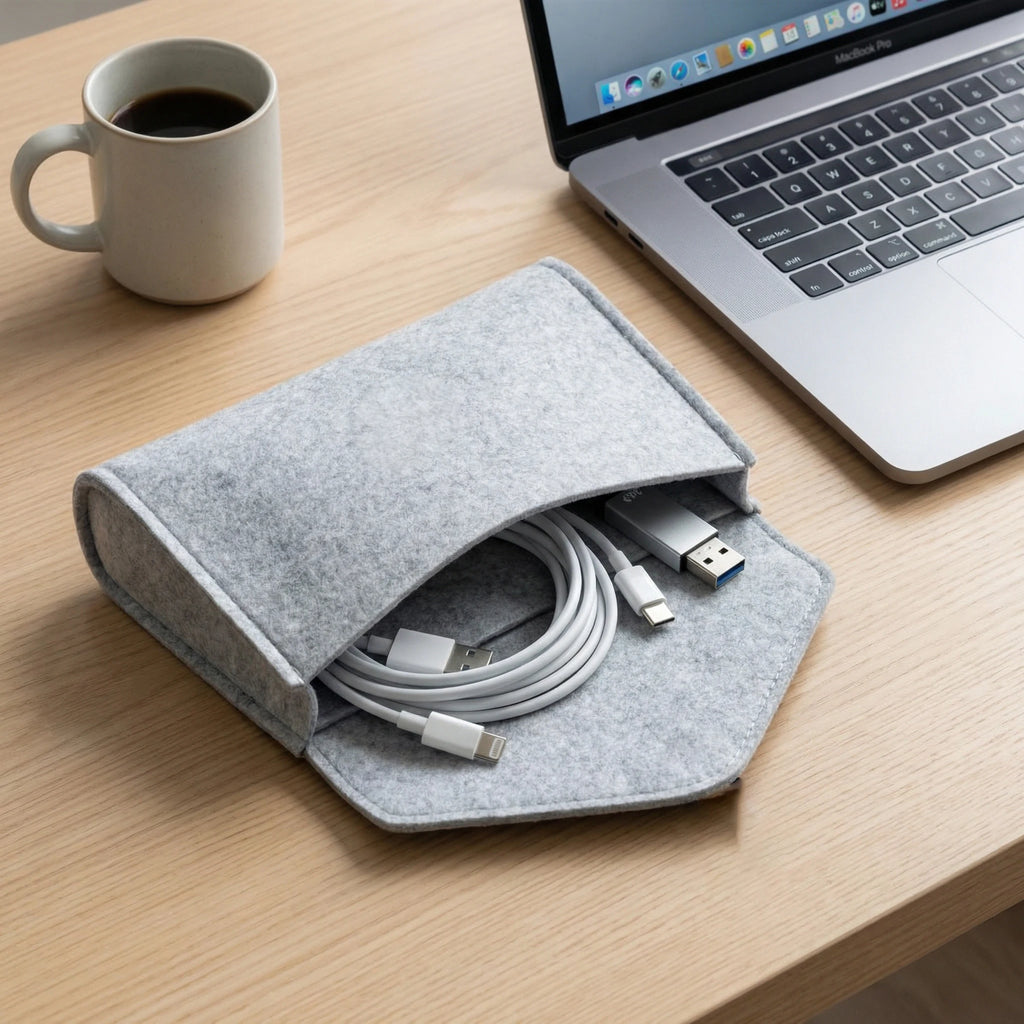 Portable Felt Storage Bag Outdoor Travel Digital Cable Electronics Accessories Organizer Charge Earphone Makeup Storage Pouches