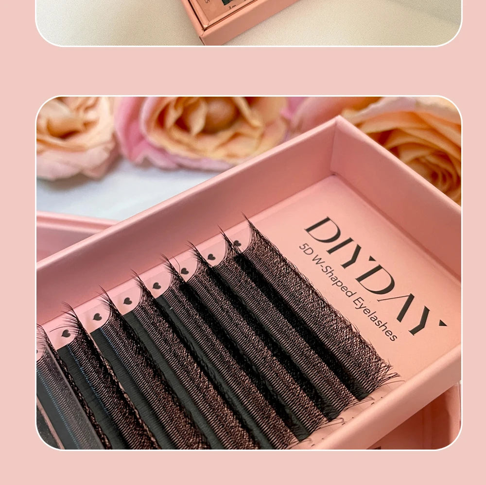 DIYDAY 5D W-Shaped Lashes Extension W Volume Bloom 5D Eyelashes Super Soft Lithe Natural Full Dense Eye Lash Extension Makeup
