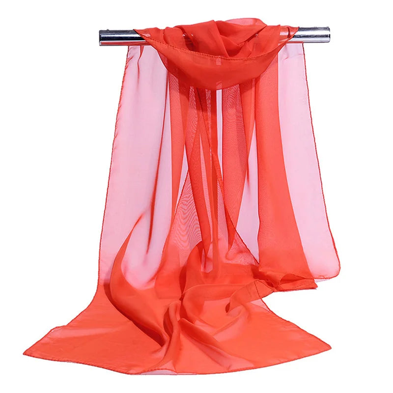 Koreanische Frauen Hochzeit Abendparty Kleid Schal Einfarbig Transparent Chiffon Seidenschal Sommer Strandtuch Sonnenschutz Schal R22