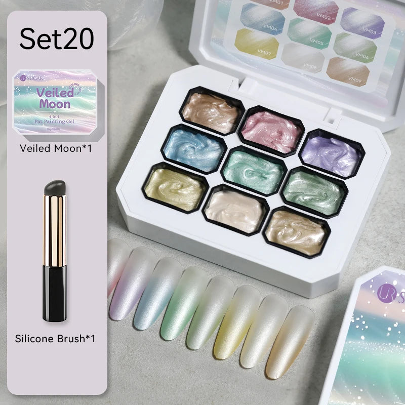 UR SUGAR 2Pcs 9-colors New Popular Color Patting Gel Gradient Color Semi Permanent Painting UV&LED Gel Nail Art Creation Varnish