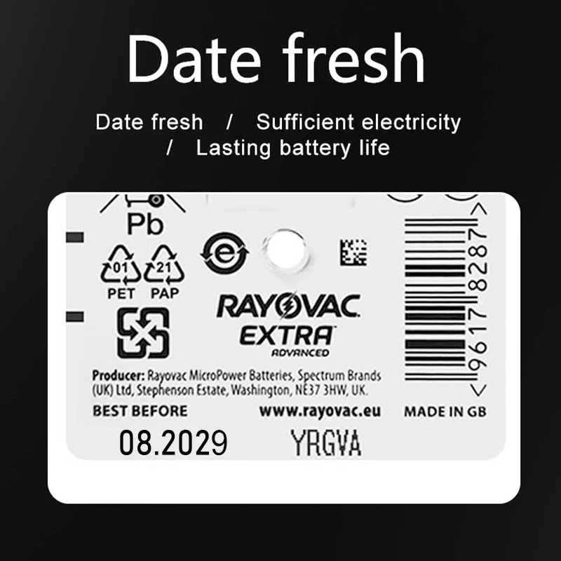 Hörgerätebatterien RAYOVAC EXTRA Zink-Luft 60 Stück Hochleistung A10 10A 10 PR70 Hörgerätebatterie A10 für Hörgeräte