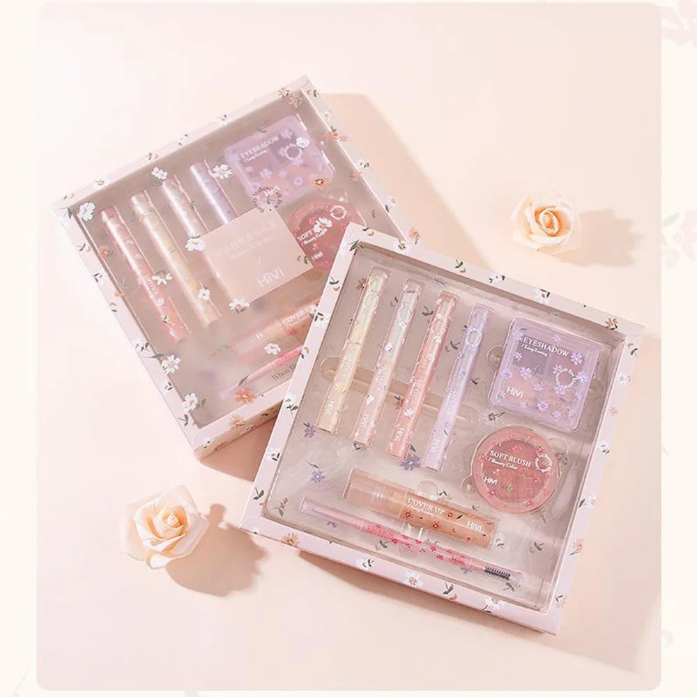 8-teiliges Beauty-Set mit Lippenstift, Concealer, Lidschatten, Augenbrauen und Rouge