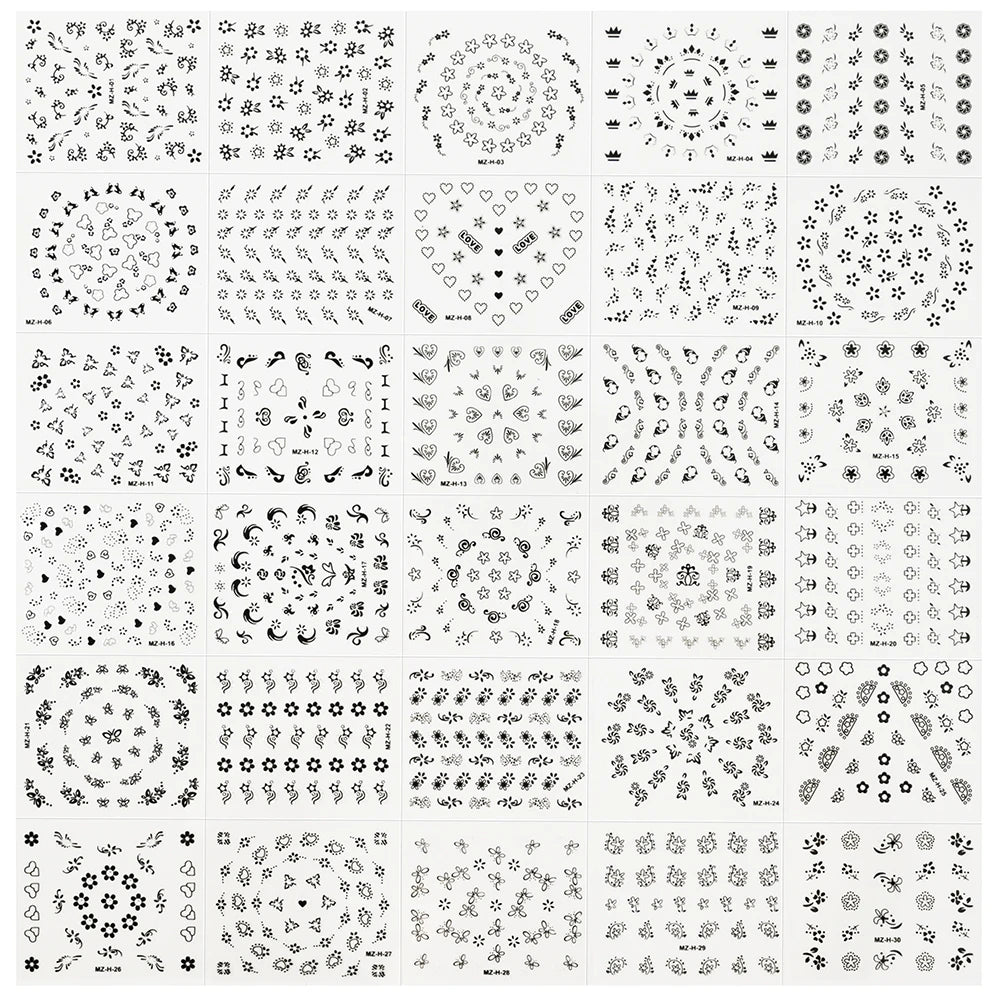 30pcs/Set Colorful Flower Nail Stickers Japanese-Korean Small Fresh Blossom Manicure Applique for Children&Girls Net Red Decals*