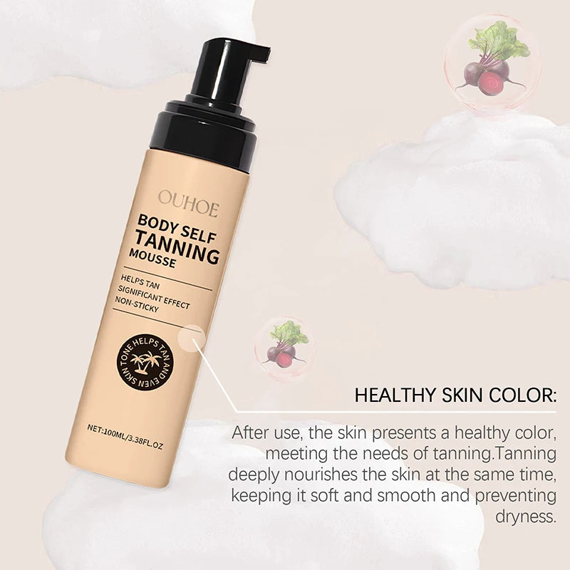Summer Tanning Body Mousse 100ml Sun-promoting + Moisturizing Bronze Glossy Skin 0 Uv Damage Natural Tanning Wheat Skin Cream