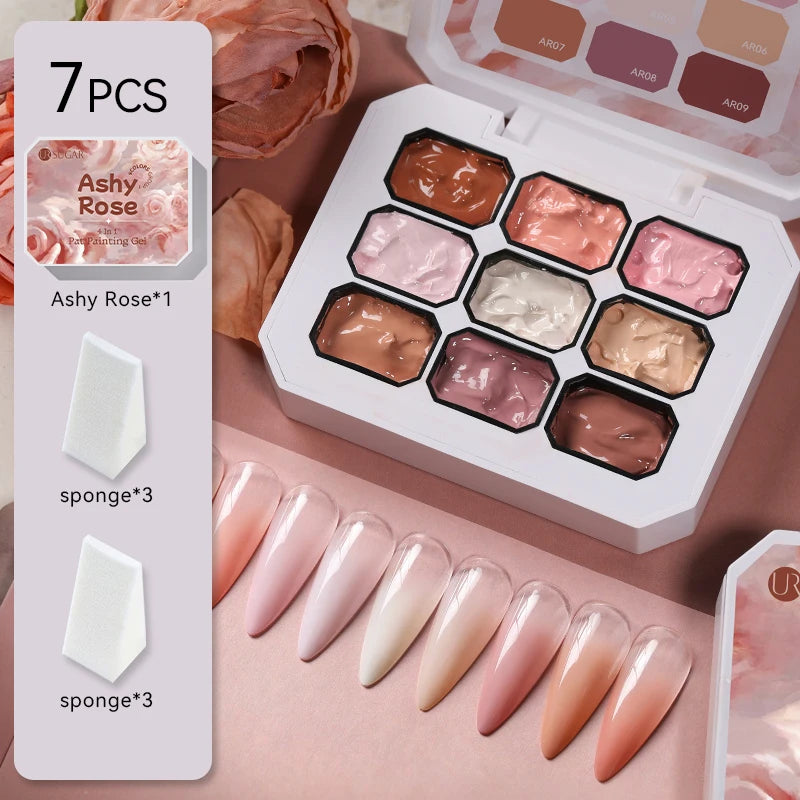 UR SUGAR 2Pcs 9-colors New Popular Color Patting Gel Gradient Color Semi Permanent Painting UV&LED Gel Nail Art Creation Varnish