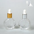 1/2pcs+2 accessories 10ml flat round glass transparent dropper bottle, including 2 spray bottles, 1 funnel, and 1 spring straw