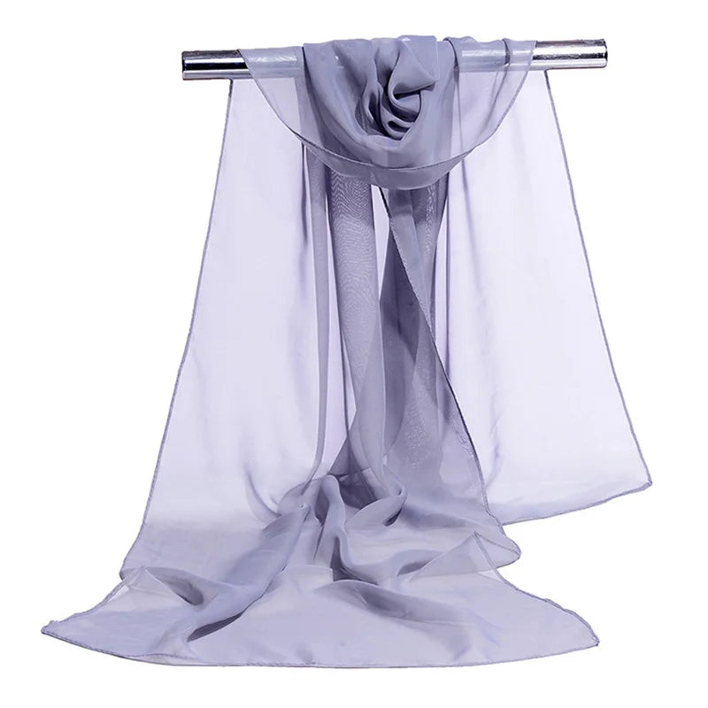 Koreanische Frauen Hochzeit Abendparty Kleid Schal Einfarbig Transparent Chiffon Seidenschal Sommer Strandtuch Sonnenschutz Schal R22