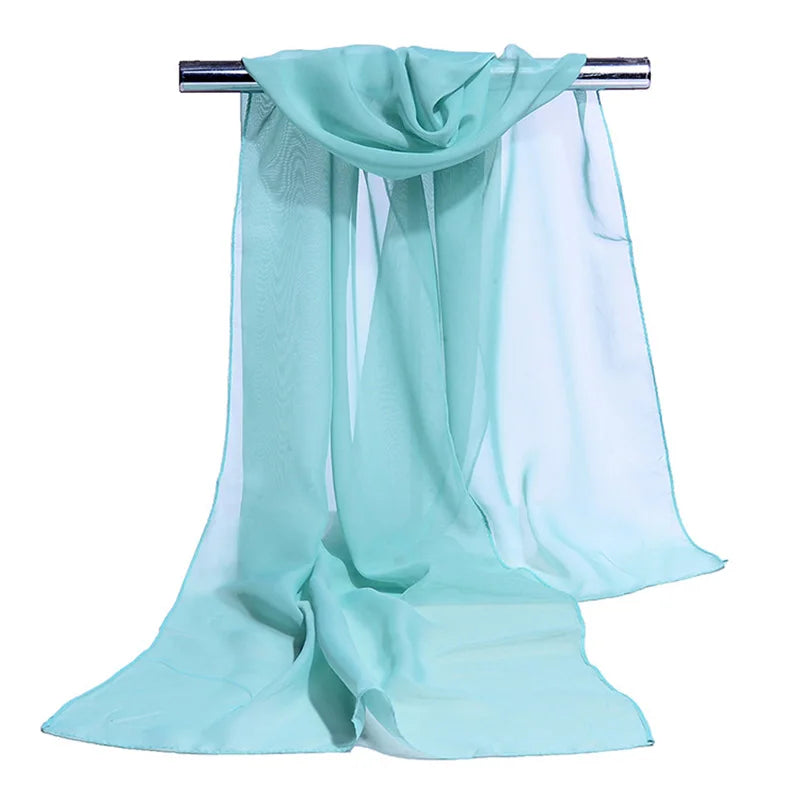 Koreanische Frauen Hochzeit Abendparty Kleid Schal Einfarbig Transparent Chiffon Seidenschal Sommer Strandtuch Sonnenschutz Schal R22