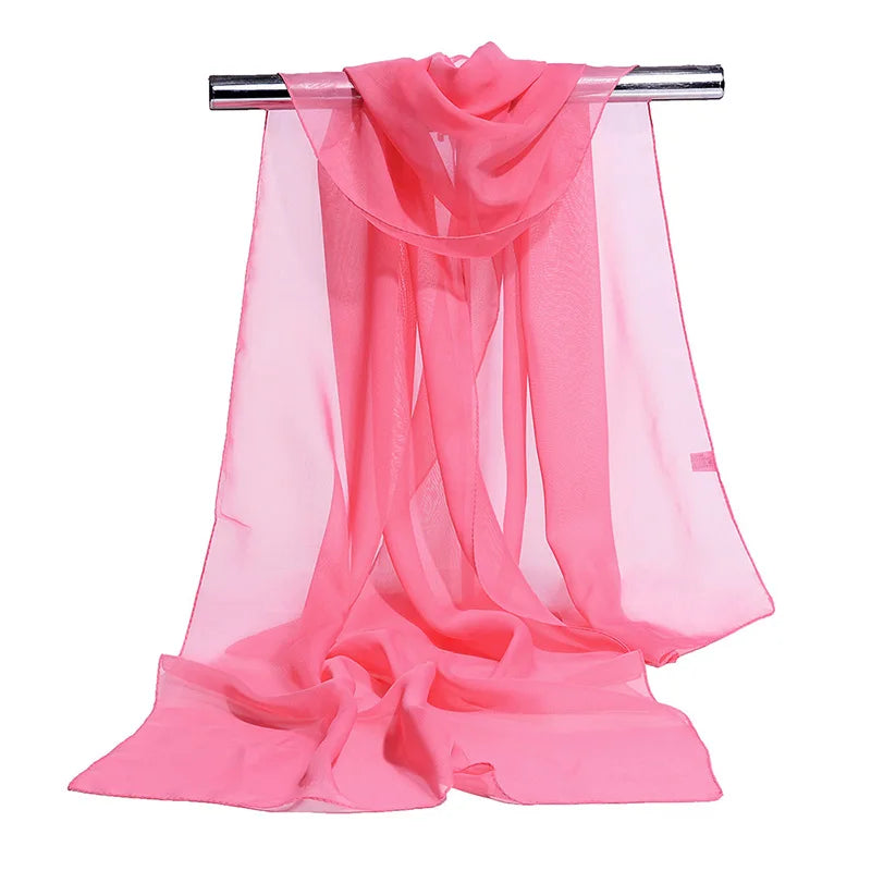 Koreanische Frauen Hochzeit Abendparty Kleid Schal Einfarbig Transparent Chiffon Seidenschal Sommer Strandtuch Sonnenschutz Schal R22
