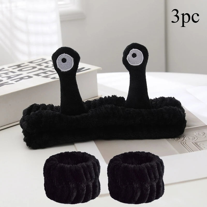 2025 New Cartoon Cross-border Funny Snail Face Wash Headband, Cute Plush Headband Suitable for Women's Face Washing and Makeup