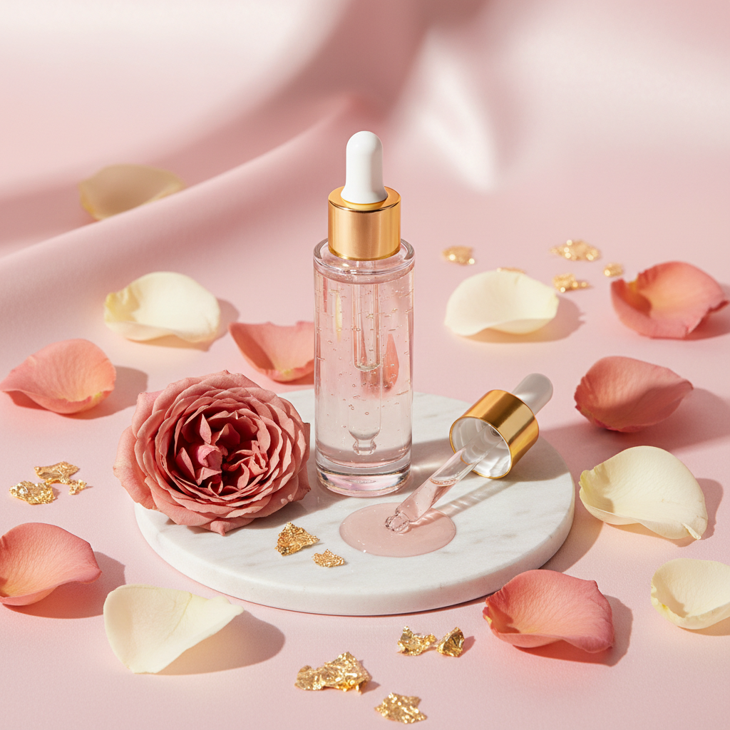 Sérum Éclat Luxe - Flacon avec pétales de rose